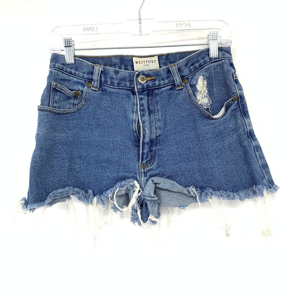 Vintage Westport 90s Denim Jean Shorts Cut Offs Womens Sz 27" Medium Wash